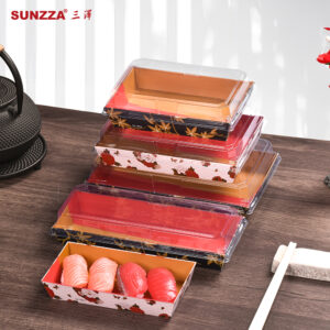 Kraft sushi box with antifog PET lid